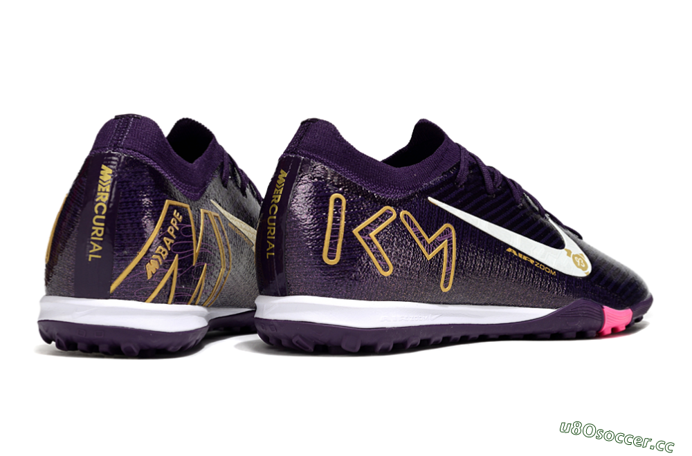 Men's Nike Air Zoom Mercurial Vapor 16 Elite TF Artificial Turf Low-Tops Football Shoes - Purple/White/Gold 6