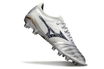 Men's Mizuno Morelia Neo 4 Bate FG Firm Ground Low-Tops Football Boots - Silver/Black