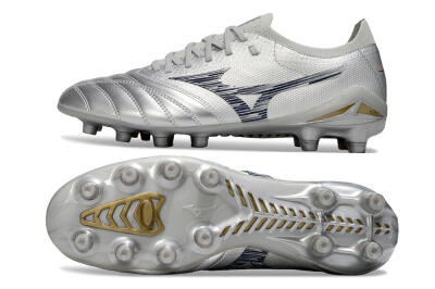 Men's Mizuno Morelia Neo 4 Bate FG Firm Ground Low-Tops Football Boots - Silver/Black