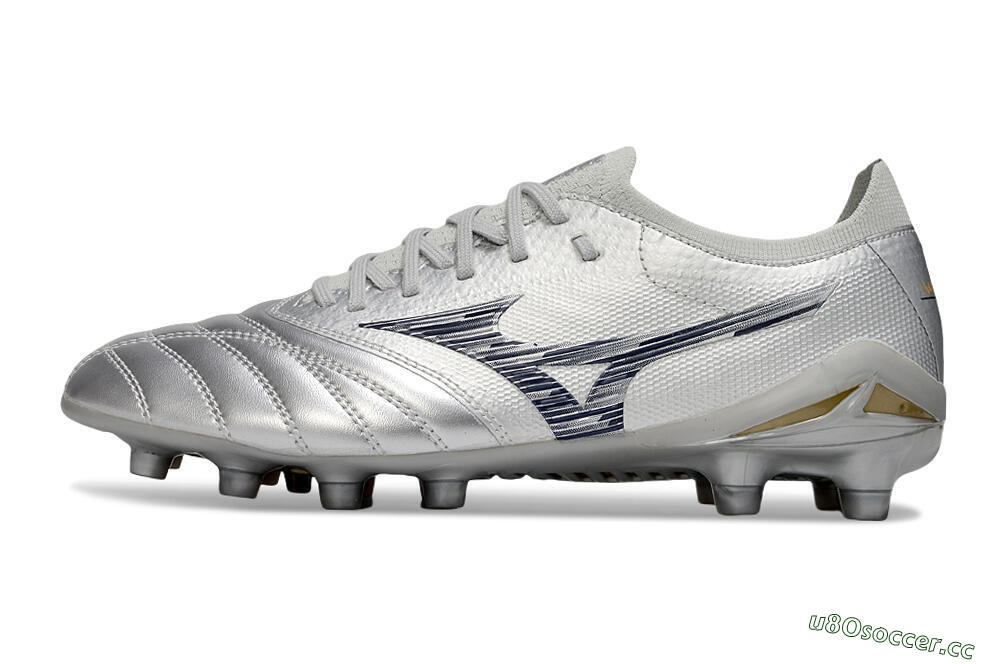 Men's Mizuno Morelia Neo 4 Bate FG Firm Ground Low-Tops Football Boots - Silver/Black 0