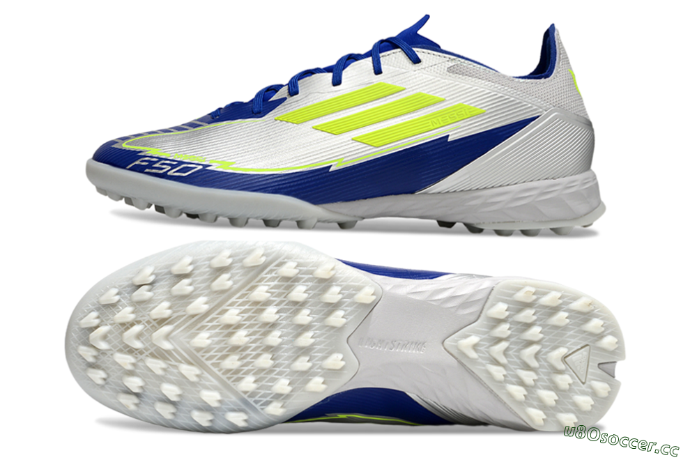 Men's Adidas F50 Pro TF Artificial Turf Low-Tops Football Shoes - Silver/Blue/Yellow 1