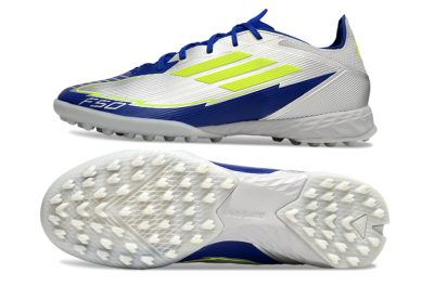 Men's Adidas F50 Pro TF Artificial Turf Low-Tops Football Shoes - Silver/Blue/Yellow