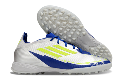 Men's Adidas F50 Pro TF Artificial Turf Low-Tops Football Shoes - Silver/Blue/Yellow