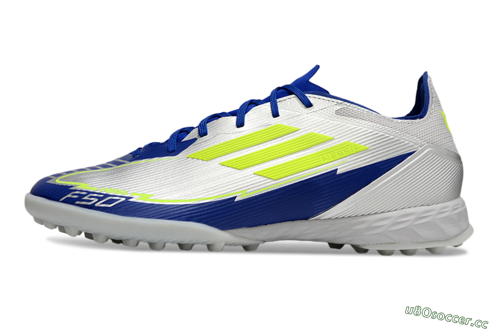 Men's Adidas F50 Pro TF Artificial Turf Low-Tops Football Shoes - Silver/Blue/Yellow 0
