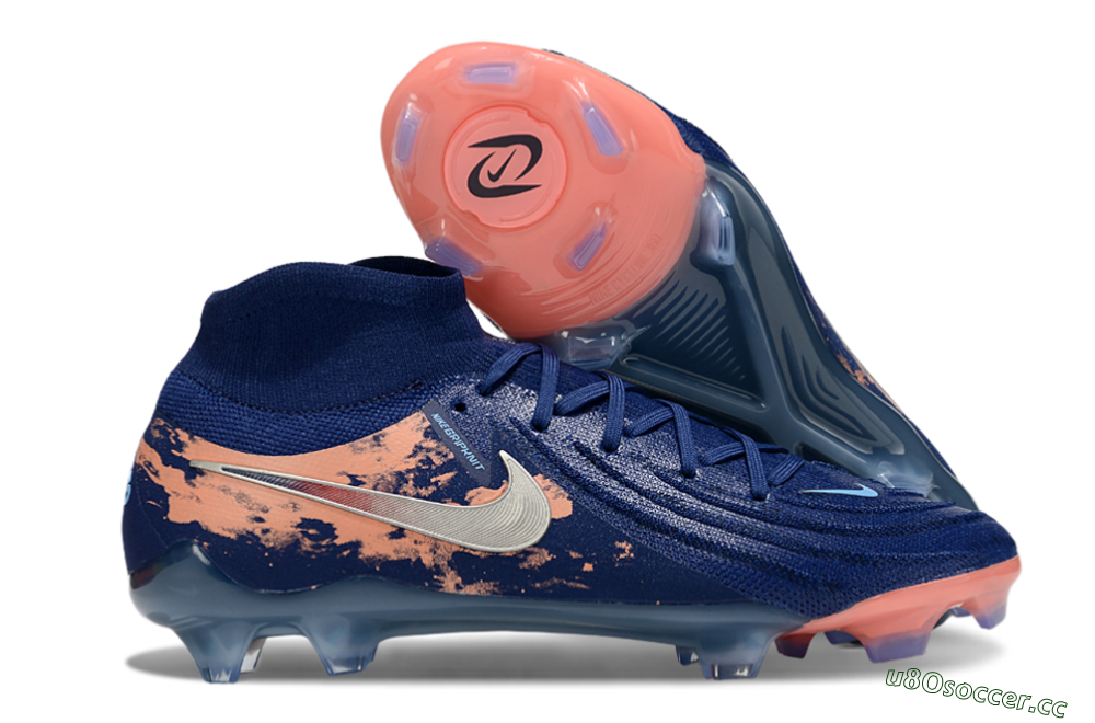 Unisex Nike Phantom Luna Elite FG Firm Ground High-Tops Football Boots - Blue/White/Orange 2
