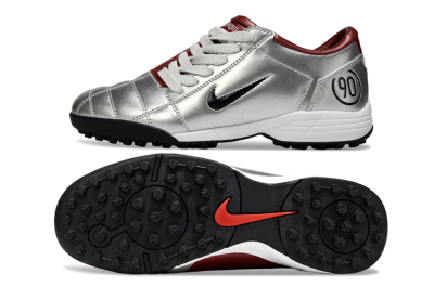 Unisex Nike Total 90 III TF Artificial Turf Low-Tops Football Shoes - Silver/Black/Red
