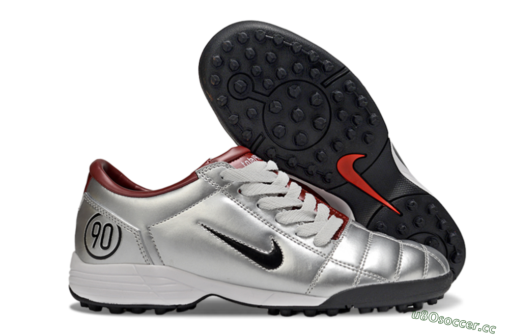 Unisex Nike Total 90 III TF Artificial Turf Low-Tops Football Shoes - Silver/Black/Red 2