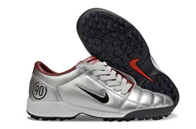 Unisex Nike Total 90 III TF Artificial Turf Low-Tops Football Shoes - Silver/Black/Red