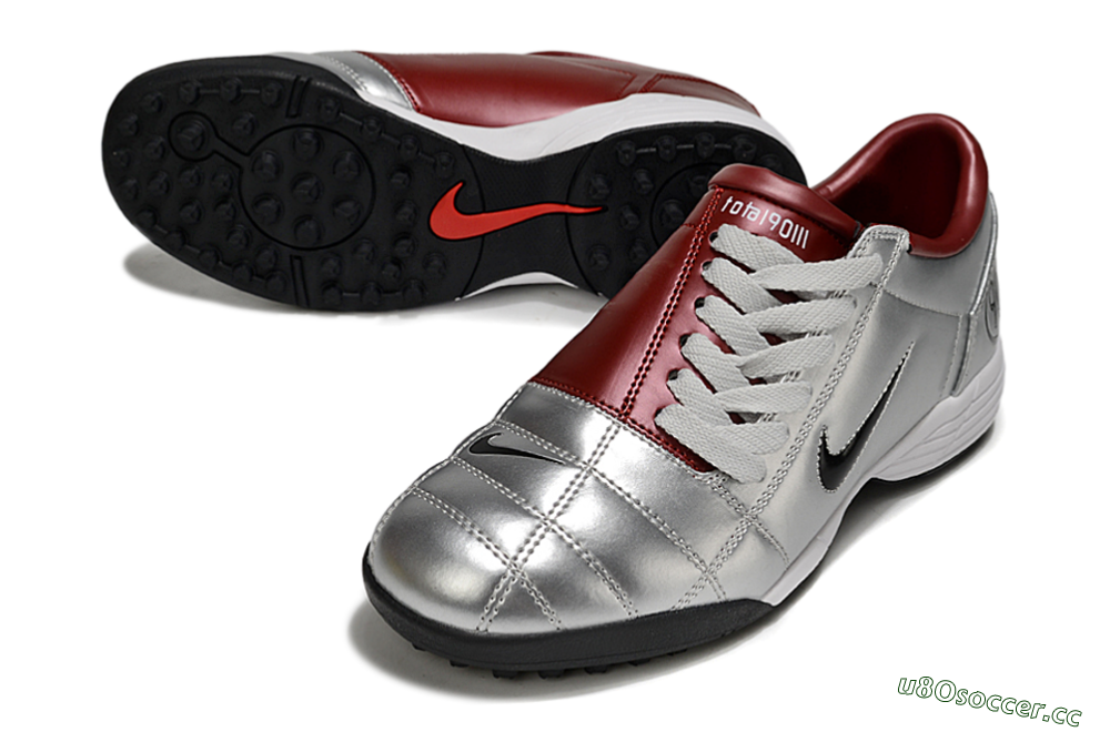 Unisex Nike Total 90 III TF Artificial Turf Low-Tops Football Shoes - Silver/Black/Red 3