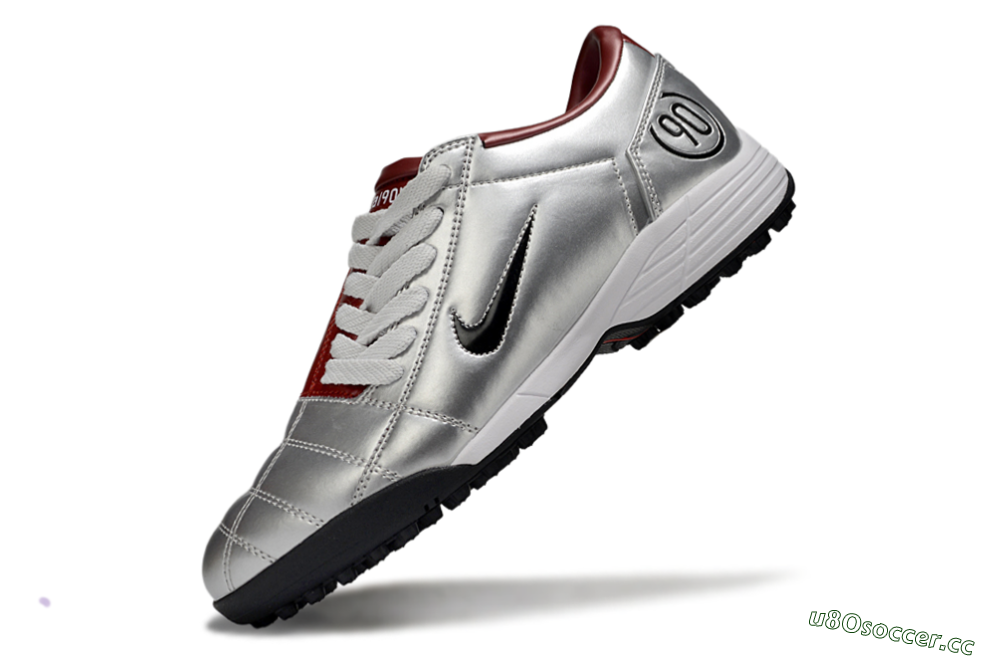 Unisex Nike Total 90 III TF Artificial Turf Low-Tops Football Shoes - Silver/Black/Red 5