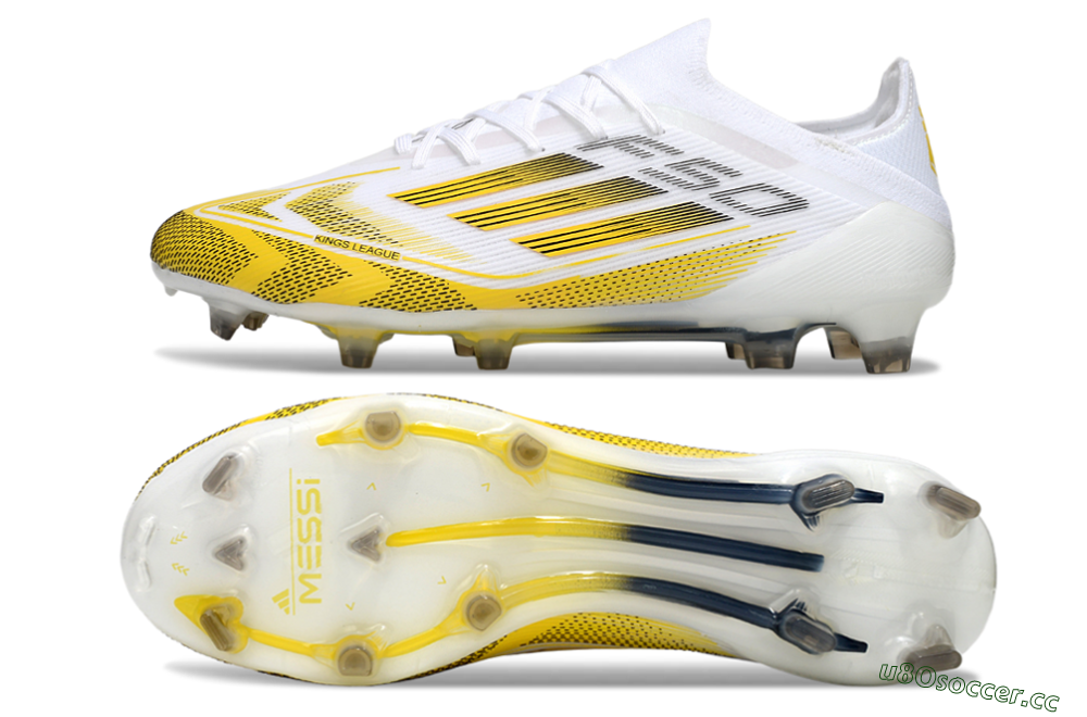 Men's Adidas F50 Elite Kings League FG Firm Ground Low-Tops Football Boots - White/Yellow/Black 1