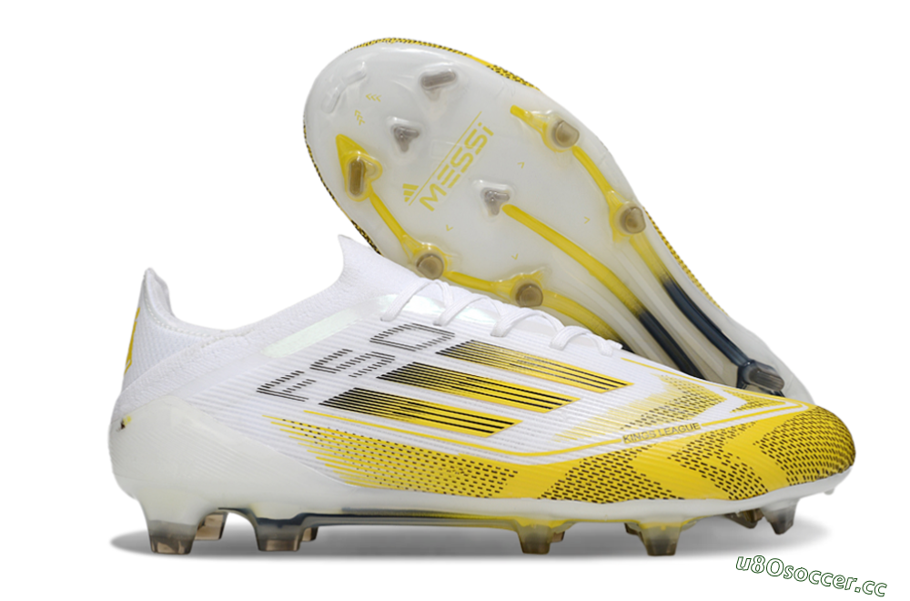 Men's Adidas F50 Elite Kings League FG Firm Ground Low-Tops Football Boots - White/Yellow/Black 2