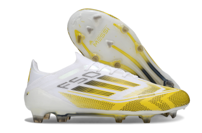 Men's Adidas F50 Elite Kings League FG Firm Ground Low-Tops Football Boots - White/Yellow/Black
