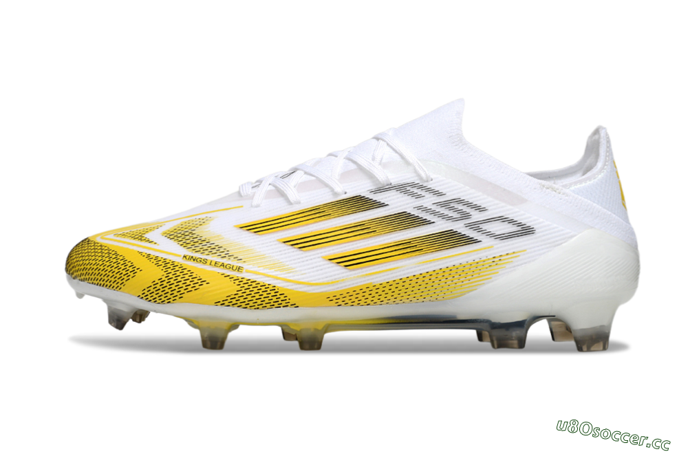 Men's Adidas F50 Elite Kings League FG Firm Ground Low-Tops Football Boots - White/Yellow/Black 0