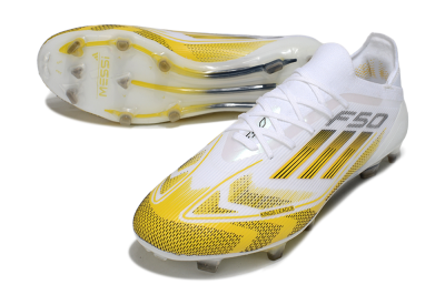 Men's Adidas F50 Elite Kings League FG Firm Ground Low-Tops Football Boots - White/Yellow/Black