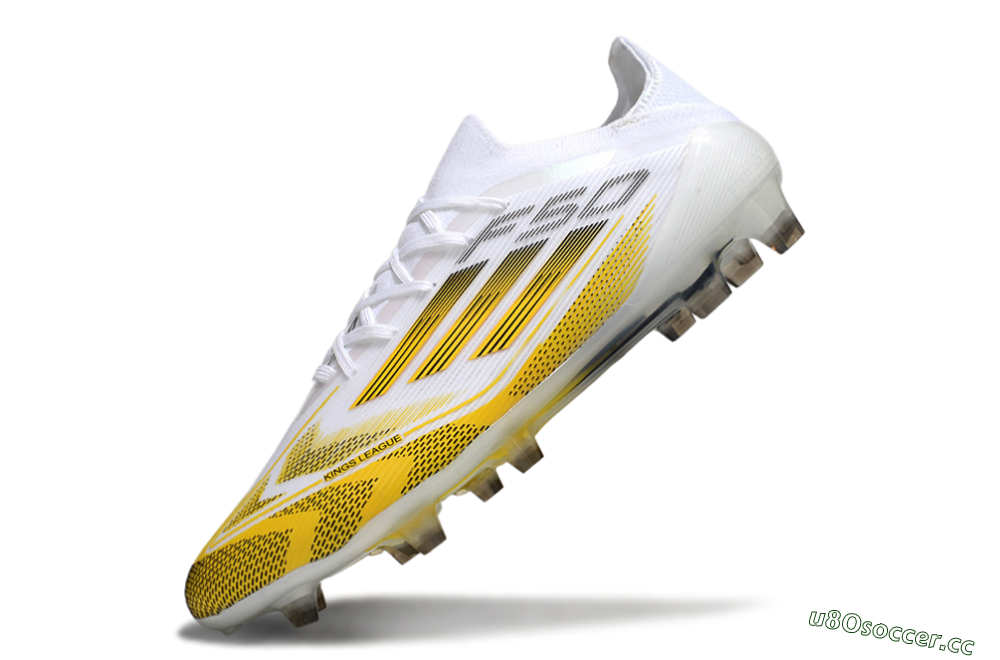 Men's Adidas F50 Elite Kings League FG Firm Ground Low-Tops Football Boots - White/Yellow/Black 5