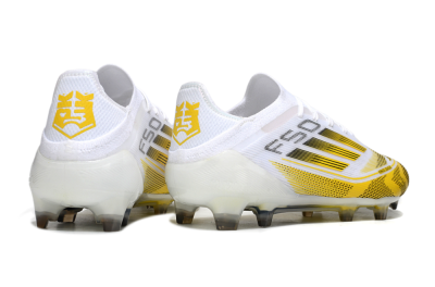 Men's Adidas F50 Elite Kings League FG Firm Ground Low-Tops Football Boots - White/Yellow/Black