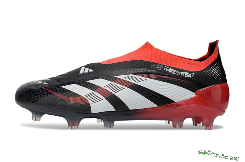 Unisex Adidas Predator Laceless Elite 25 FG Firm Ground Low-Tops Football Boots - Black/White/Red 0