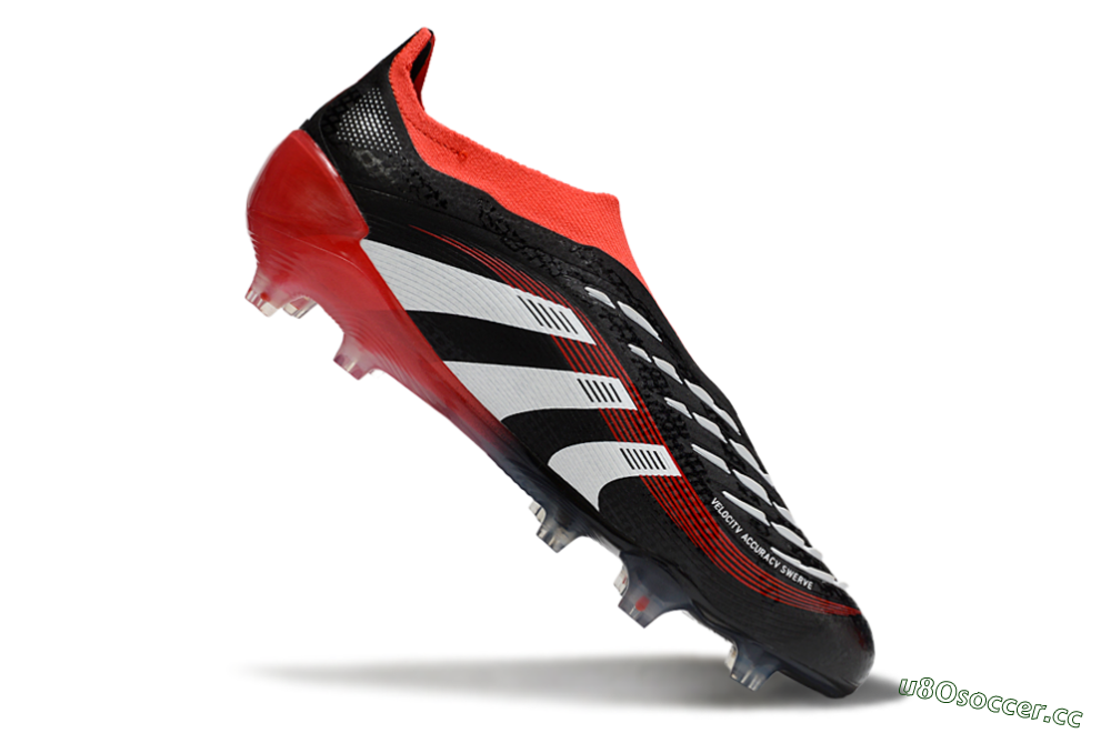 Unisex Adidas Predator Laceless Elite 25 FG Firm Ground Low-Tops Football Boots - Black/White/Red 4