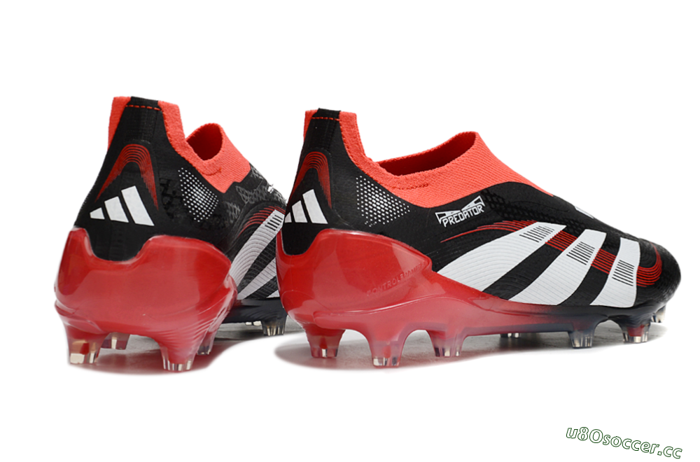 Unisex Adidas Predator Laceless Elite 25 FG Firm Ground Low-Tops Football Boots - Black/White/Red 6