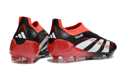 Unisex Adidas Predator Laceless Elite 25 FG Firm Ground Low-Tops Football Boots - Black/White/Red