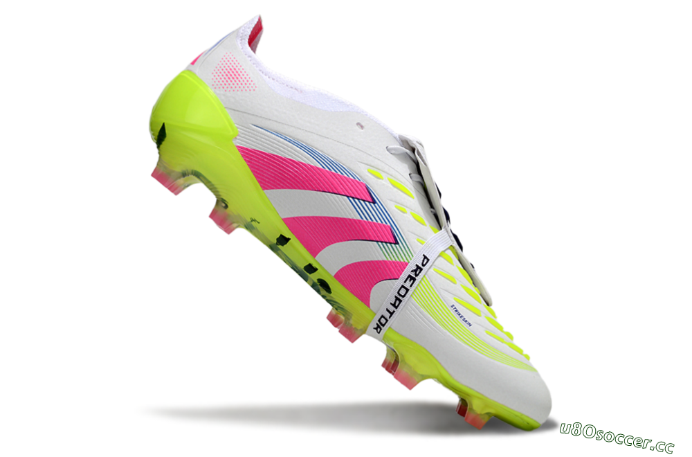 Unisex Adidas Predator Elite Foldover Tongue FG Firm Ground Low-Tops Football Boots - White/Pink/Yellow 4