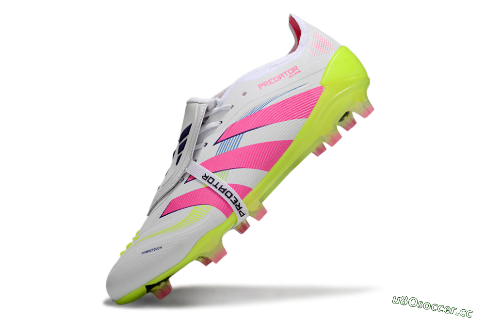 Unisex Adidas Predator Elite Foldover Tongue FG Firm Ground Low-Tops Football Boots - White/Pink/Yellow 5