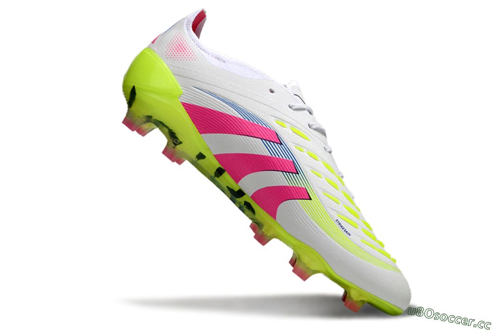 Unisex Adidas Predator Elite 25 FG Firm Ground Low-Tops Football Boots - White/Pink/Yellow 3