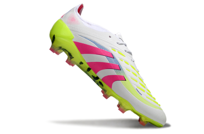 Unisex Adidas Predator Elite 25 FG Firm Ground Low-Tops Football Boots - White/Pink/Yellow