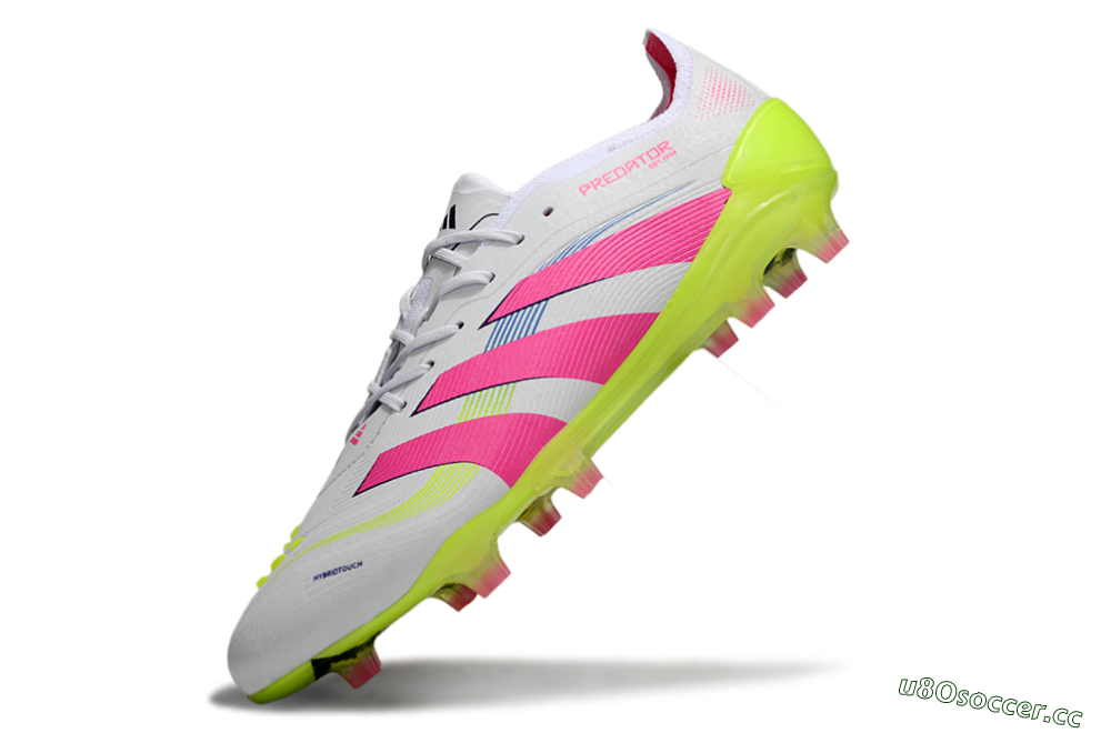 Unisex Adidas Predator Elite 25 FG Firm Ground Low-Tops Football Boots - White/Pink/Yellow 4