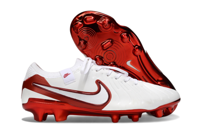 Unisex Nike Tiempo Legend 10 Elite FG Firm Ground Low-Tops Football Boots - White/Red