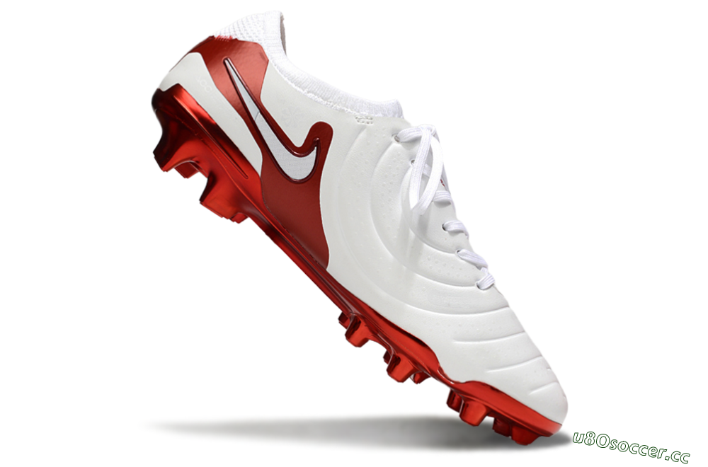 Unisex Nike Tiempo Legend 10 Elite FG Firm Ground Low-Tops Football Boots - White/Red 4