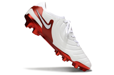 Unisex Nike Tiempo Legend 10 Elite FG Firm Ground Low-Tops Football Boots - White/Red
