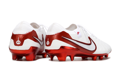 Unisex Nike Tiempo Legend 10 Elite FG Firm Ground Low-Tops Football Boots - White/Red
