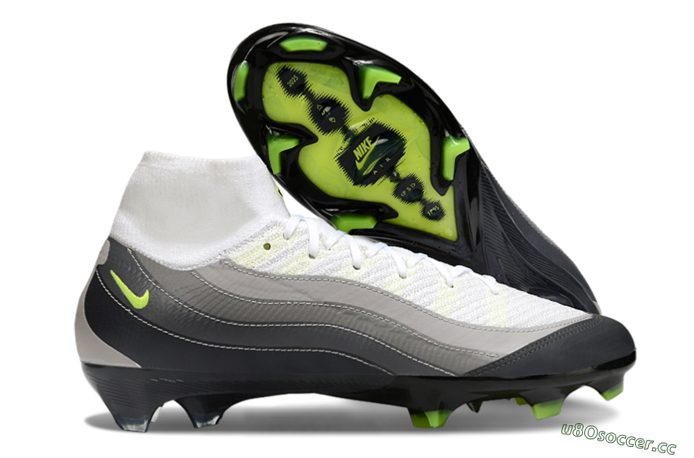 Men's Nike Air Zoom Mercurial Superfly 10 Elite FG Firm Ground High-Tops Football Boots - White/Grey/Yellow 2