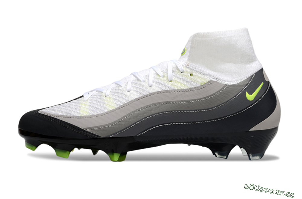 Men's Nike Air Zoom Mercurial Superfly 10 Elite FG Firm Ground High-Tops Football Boots - White/Grey/Yellow 0