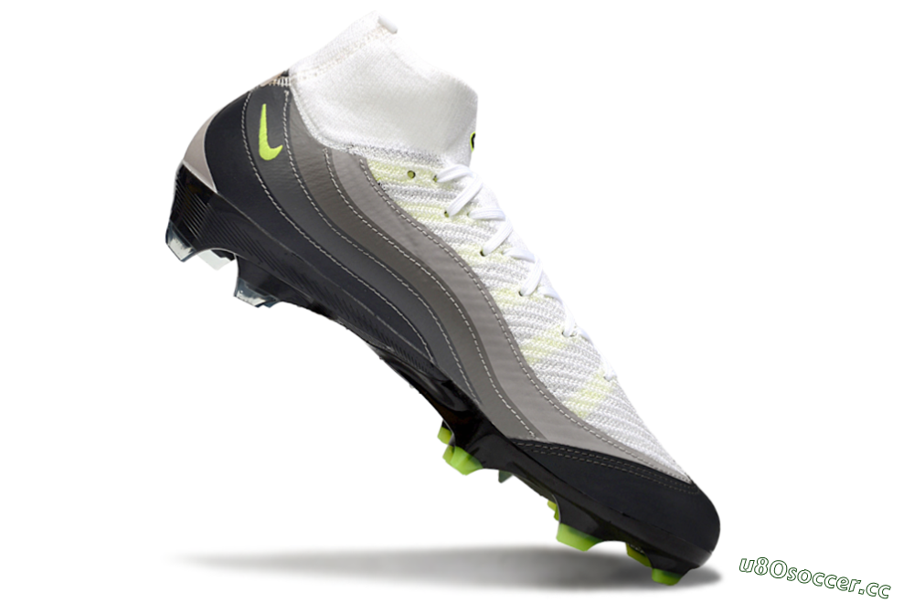 Men's Nike Air Zoom Mercurial Superfly 10 Elite FG Firm Ground High-Tops Football Boots - White/Grey/Yellow 4