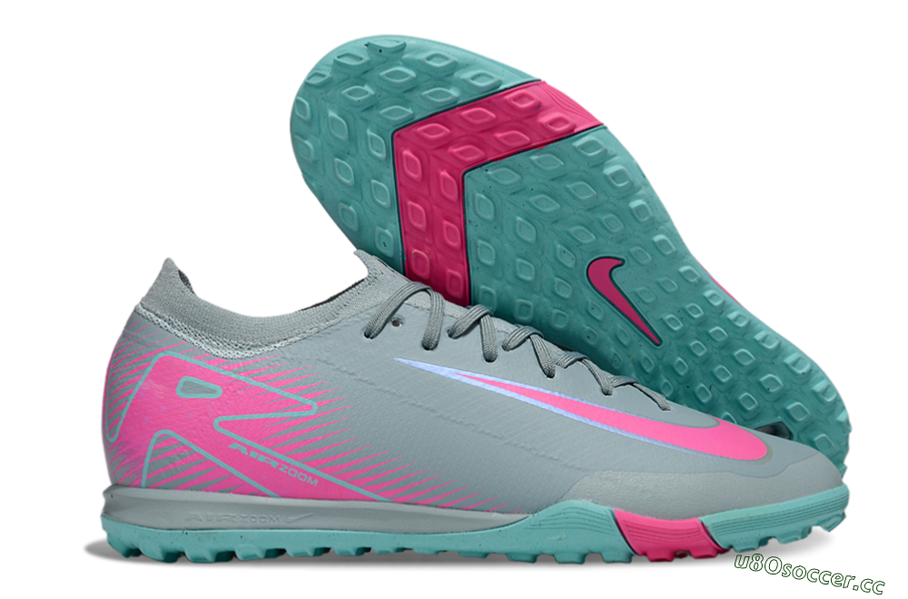 Men's Nike Air Zoom Mercurial Vapor 16 Elite TF Artificial Turf Low-Tops Football Shoes - Jade/Pink/Silver 5