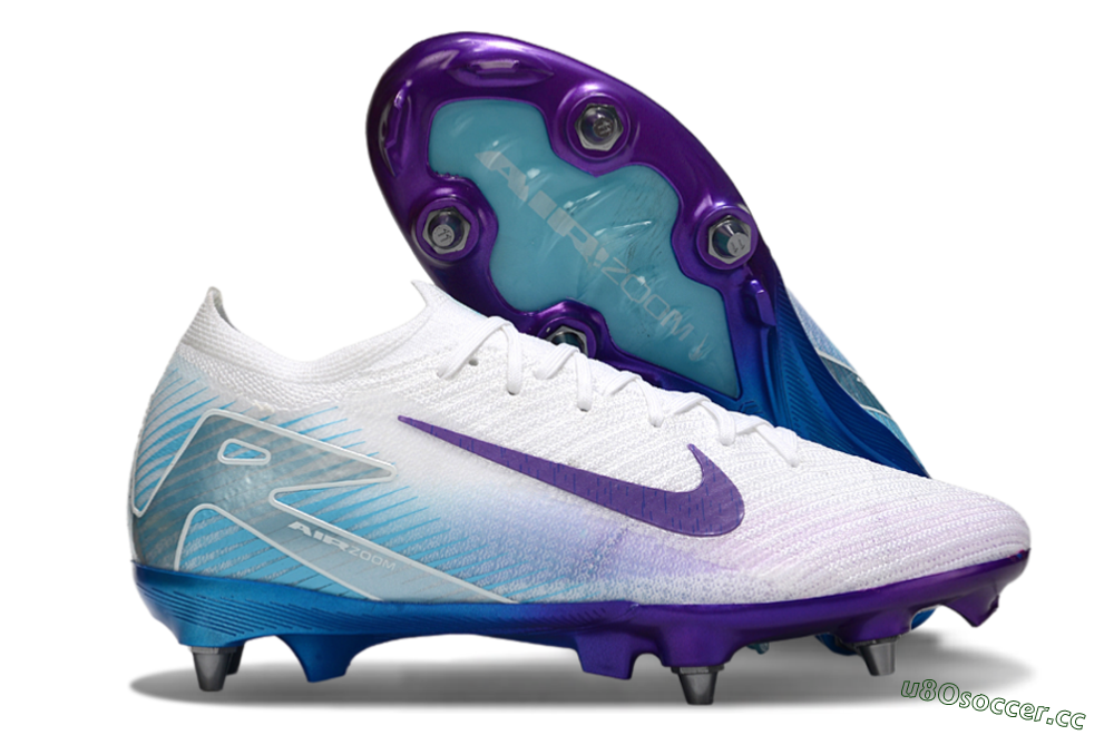 Men's Nike Air Zoom Mercurial Vapor 16 Elite SG Soft Ground Low-Tops Football Boots - White/Purple/Jade 2