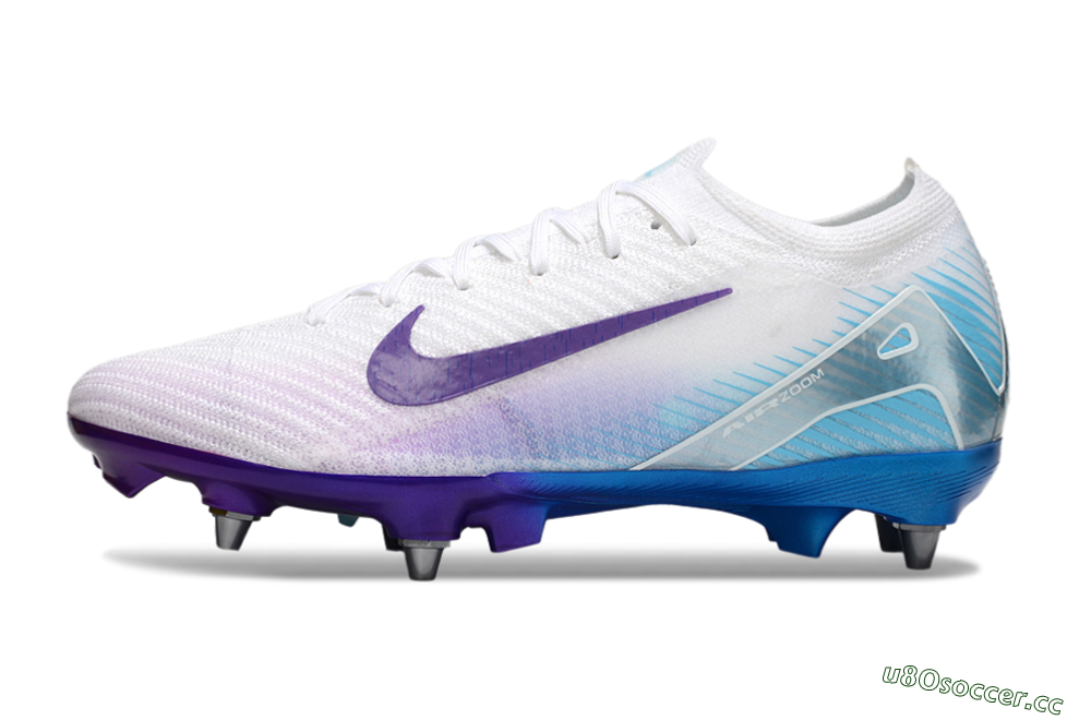 Men's Nike Air Zoom Mercurial Vapor 16 Elite SG Soft Ground Low-Tops Football Boots - White/Purple/Jade 0
