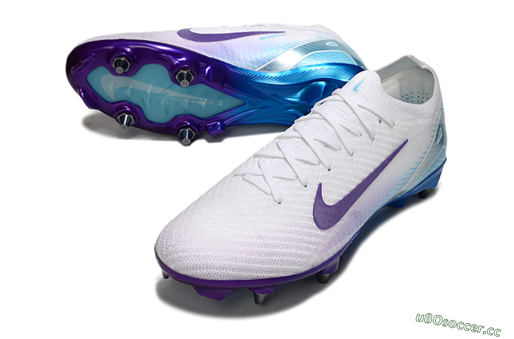 Men's Nike Air Zoom Mercurial Vapor 16 Elite SG Soft Ground Low-Tops Football Boots - White/Purple/Jade 3