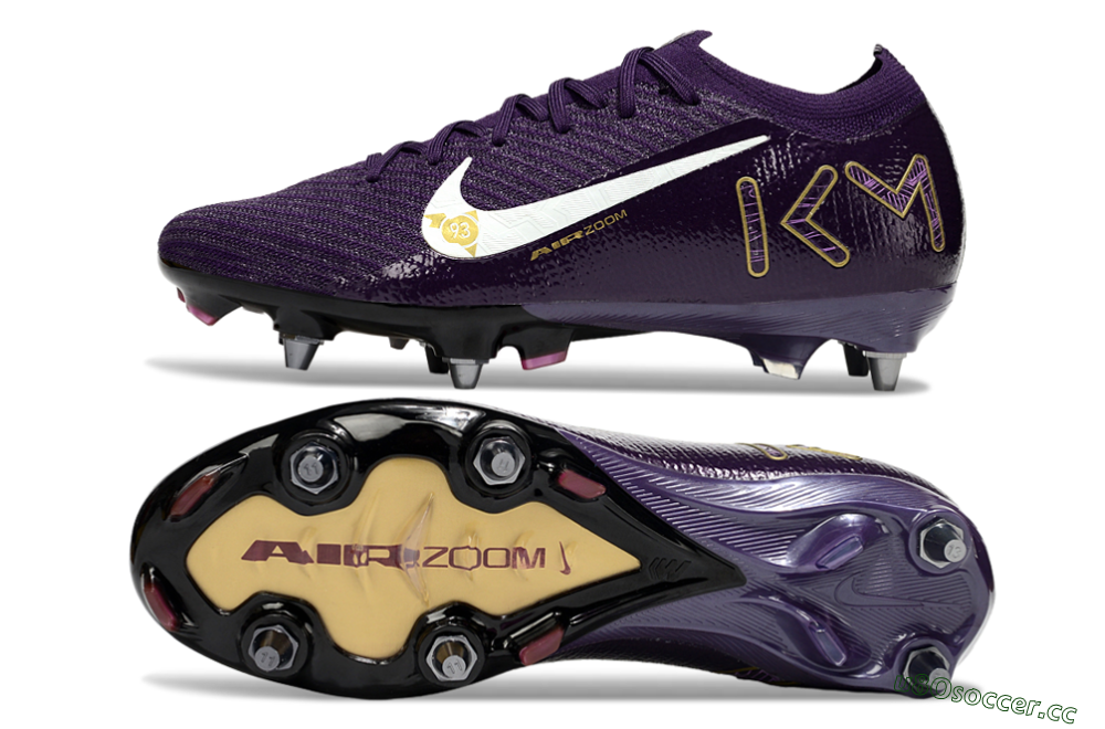 Men's Nike Air Zoom Mercurial Vapor 16 Elite SG Soft Ground Low-Tops Football Boots - Purple/White/Gold 1