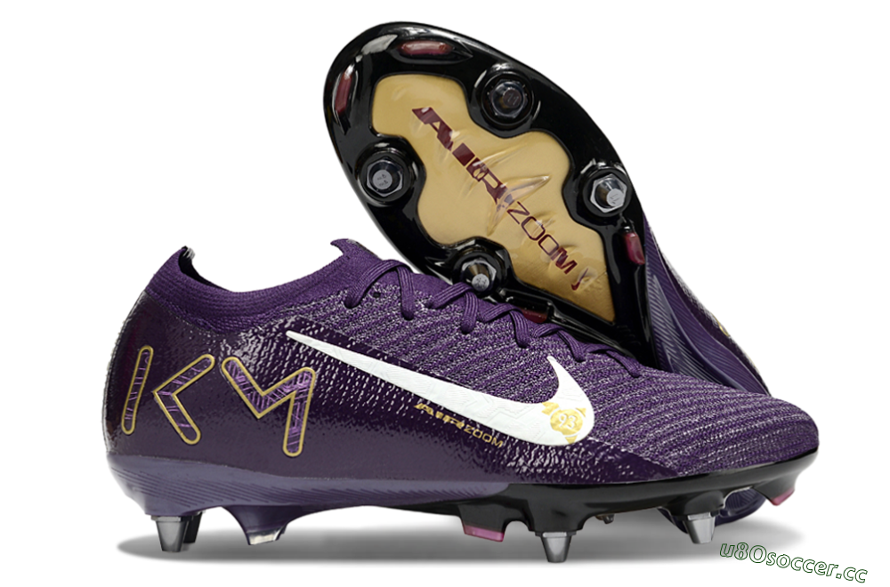 Men's Nike Air Zoom Mercurial Vapor 16 Elite SG Soft Ground Low-Tops Football Boots - Purple/White/Gold 2