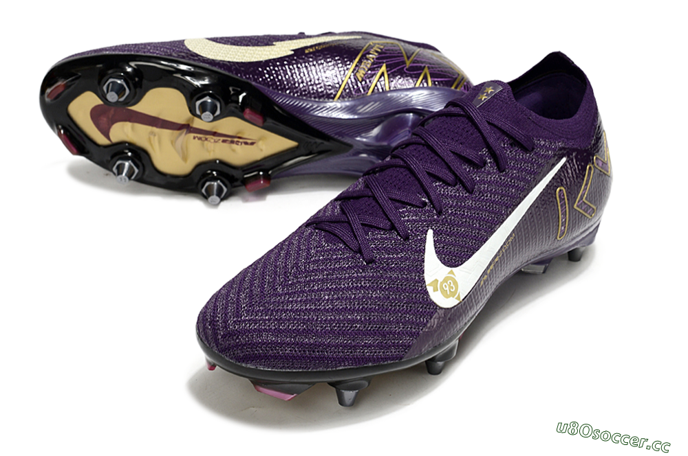 Men's Nike Air Zoom Mercurial Vapor 16 Elite SG Soft Ground Low-Tops Football Boots - Purple/White/Gold 3