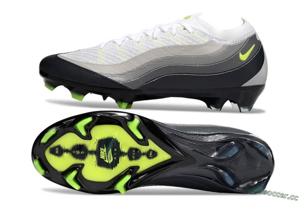 Men's Nike Air Zoom Mercurial Vapor 16 Elite FG Firm Ground Low-Tops Football Boots - White/Grey/Yellow 1