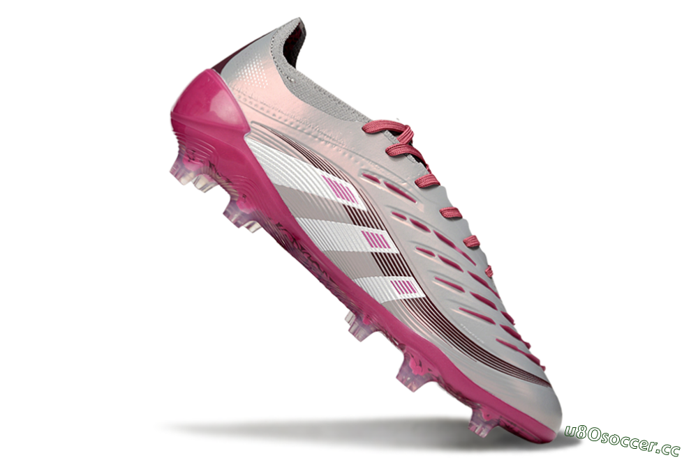 Unisex Adidas Predator 25 Elite FG Firm Ground Low-Tops Football Boots - Grey/Silver/Red 4