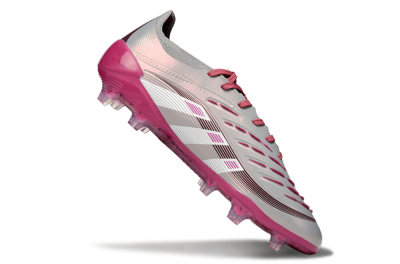Unisex Adidas Predator 25 Elite FG Firm Ground Low-Tops Football Boots - Grey/Silver/Red
