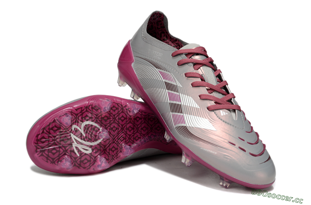 Unisex Adidas Predator 25 Elite FG Firm Ground Low-Tops Football Boots - Grey/Silver/Red 3