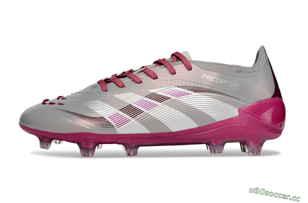 Unisex Adidas Predator 25 Elite FG Firm Ground Low-Tops Football Boots - Grey/Silver/Red 0