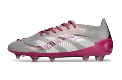 Unisex Adidas Predator 25 Elite FG Firm Ground Low-Tops Football Boots - Grey/Silver/Red